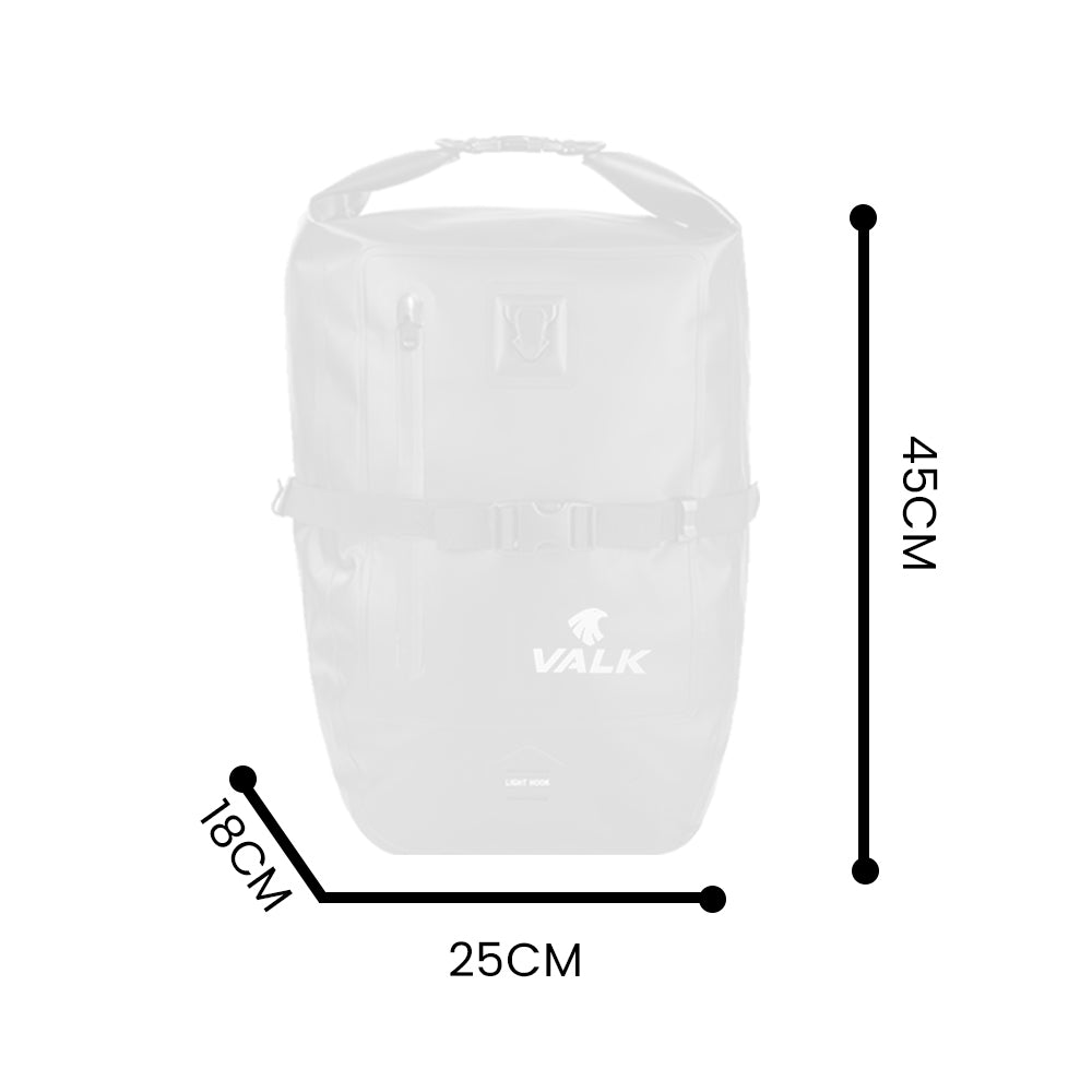 VALK 25L Pannier Bike Bag Saddlebag Rear Bicycle Waterproof Storage Black-Sports &amp; Fitness &gt; Bikes &amp; Accessories-PEROZ Accessories