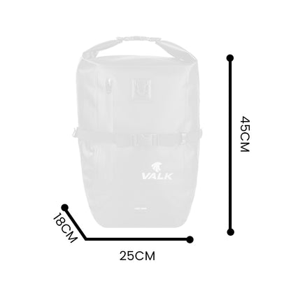 VALK 25L Pannier Bike Bag Saddlebag Rear Bicycle Waterproof Storage Black-Sports &amp; Fitness &gt; Bikes &amp; Accessories-PEROZ Accessories