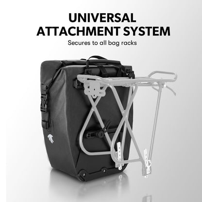 VALK 25L Pannier Bike Bag Saddlebag Rear Bicycle Waterproof Storage Black-Sports &amp; Fitness &gt; Bikes &amp; Accessories-PEROZ Accessories