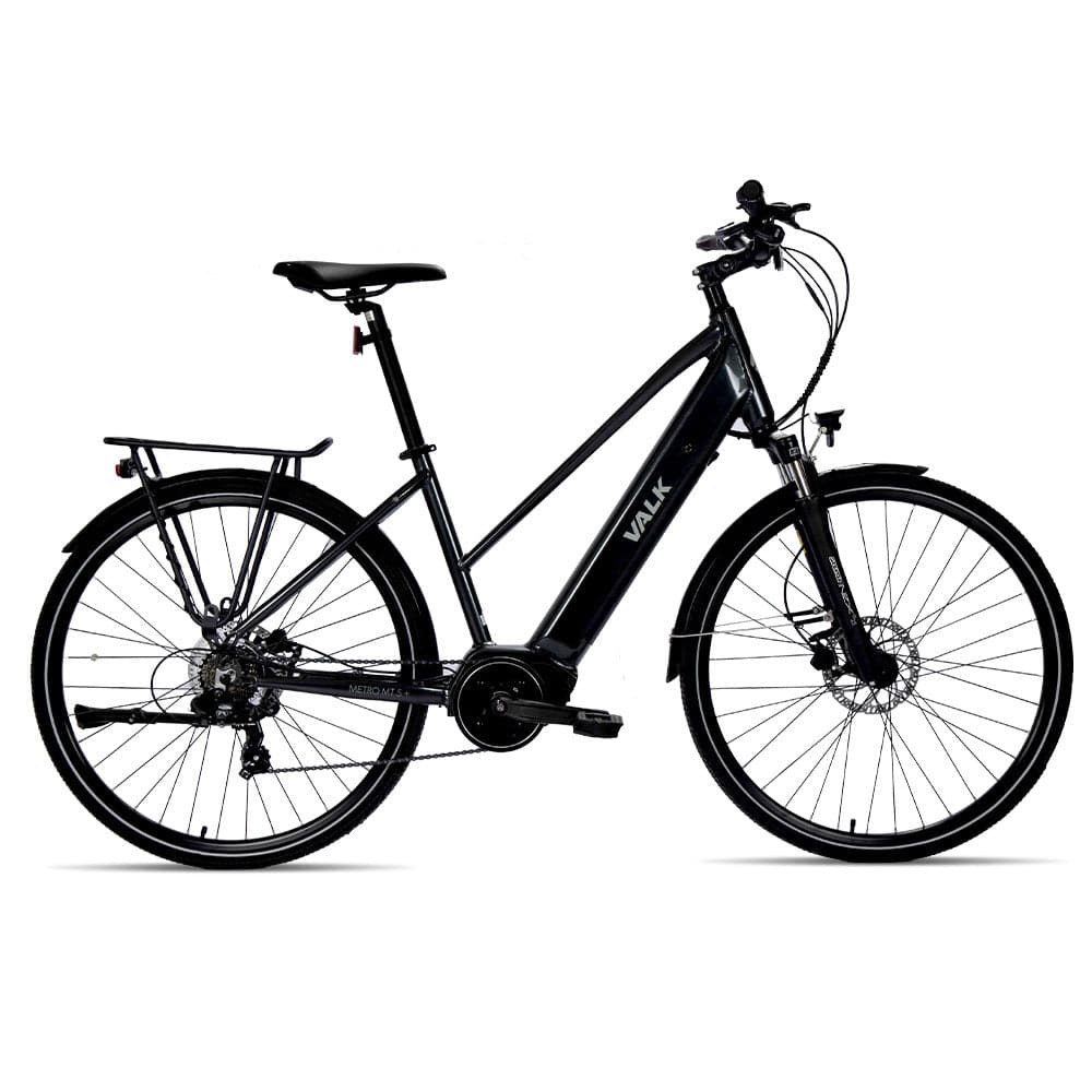 2023 VALK Metro MT 5 + Electric Hybrid Bike, Mid-Drive, Mixte Frame, Medium, Dark Grey-Sports &amp; Fitness &gt; Bikes &amp; Accessories-PEROZ Accessories