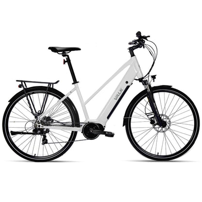 2023 VALK Metro MT 5 + Electric Hybrid Bike, Mid-Drive, Mixte Frame, Medium, White-Sports &amp; Fitness &gt; Bikes &amp; Accessories-PEROZ Accessories