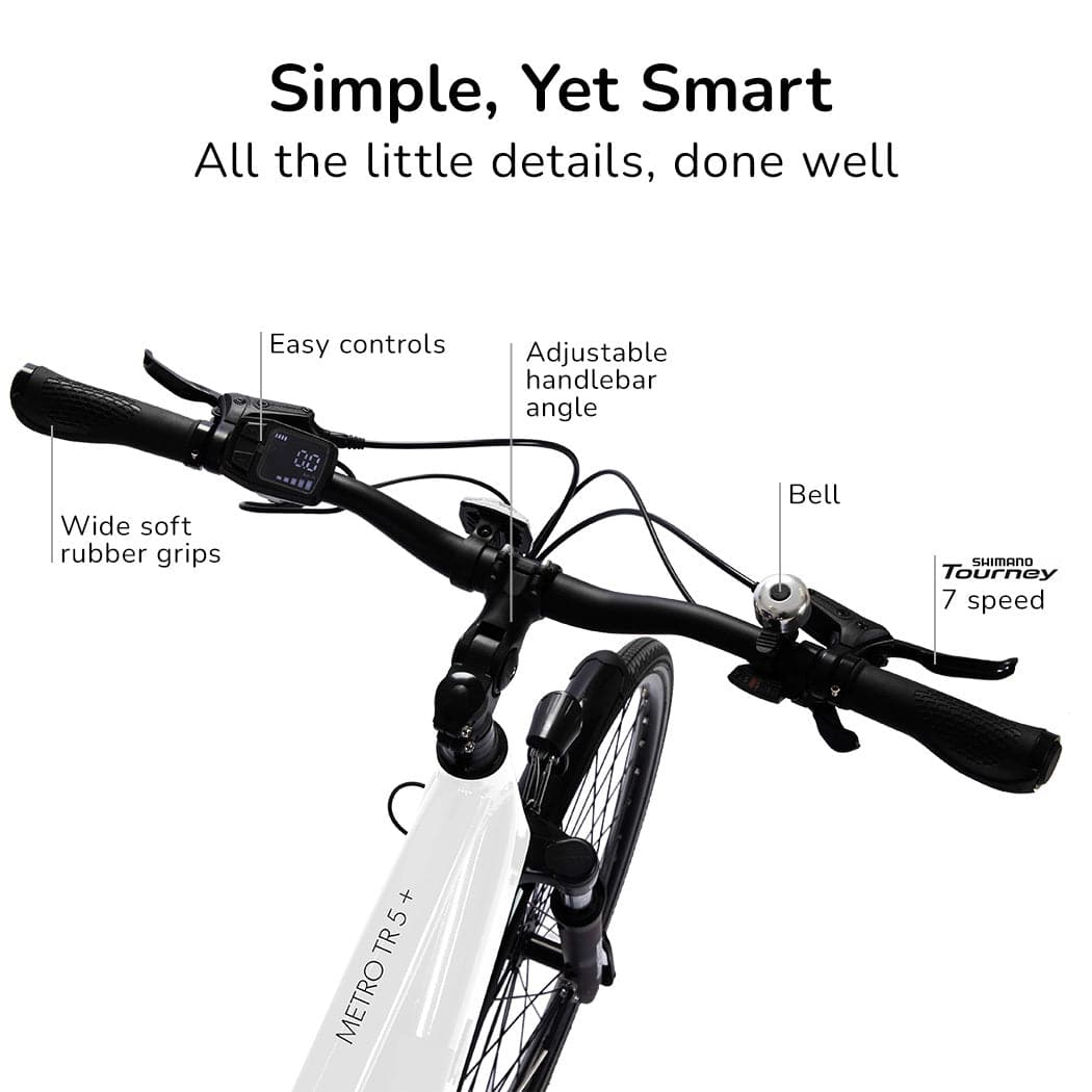 2023 VALK Metro MT 5 + Electric Hybrid Bike, Mid-Drive, Mixte Frame, Medium, White-Sports &amp; Fitness &gt; Bikes &amp; Accessories-PEROZ Accessories