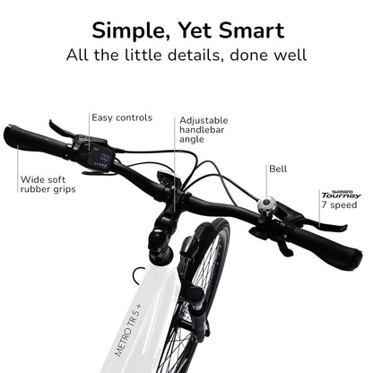 2023 VALK Metro MT 5 + Electric Hybrid Bike, Mid-Drive, Mixte Frame, Medium, White-Sports &amp; Fitness &gt; Bikes &amp; Accessories-PEROZ Accessories