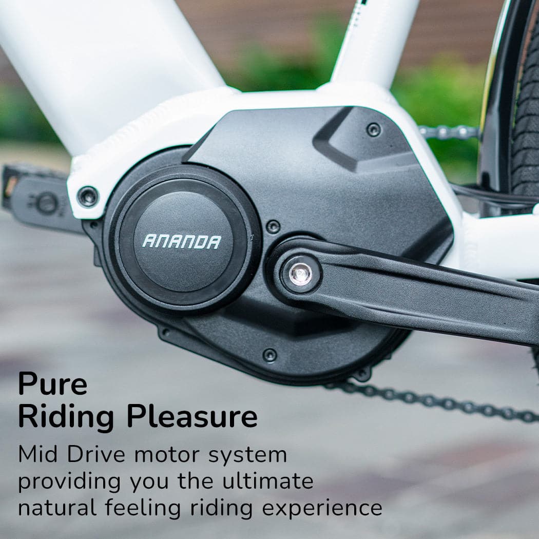 2023 VALK Metro MT 5 + Electric Hybrid Bike, Mid-Drive, Mixte Frame, Medium, White-Sports &amp; Fitness &gt; Bikes &amp; Accessories-PEROZ Accessories