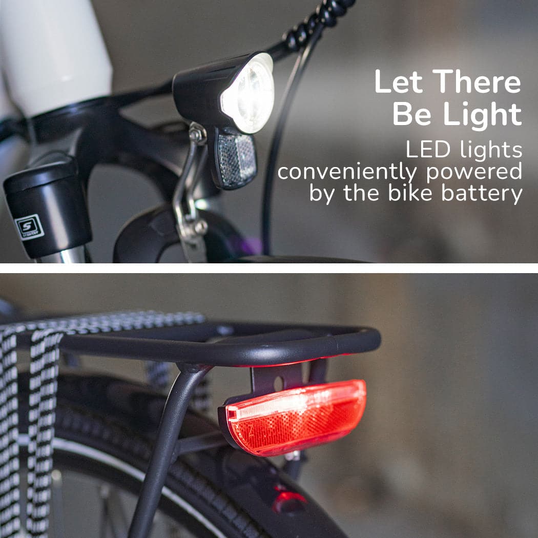 2023 VALK Metro MT 5 + Electric Hybrid Bike, Mid-Drive, Mixte Frame, Medium, White-Sports &amp; Fitness &gt; Bikes &amp; Accessories-PEROZ Accessories