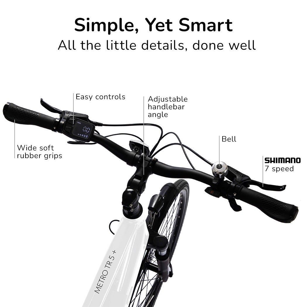 VALK Metro TR 5 + Electric Hybrid Bike, Gen II, Mid-Drive, Large, White-Sports &amp; Fitness &gt; Bikes &amp; Accessories-PEROZ Accessories