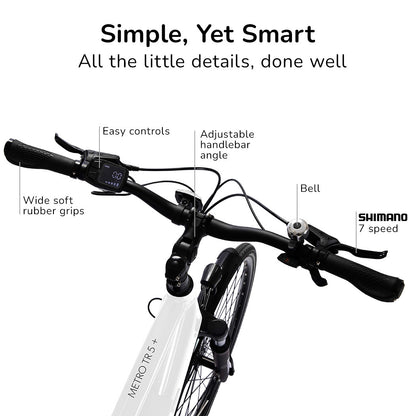VALK Metro TR 5 + Electric Hybrid Bike, Gen II, Mid-Drive, Large, White-Sports &amp; Fitness &gt; Bikes &amp; Accessories-PEROZ Accessories
