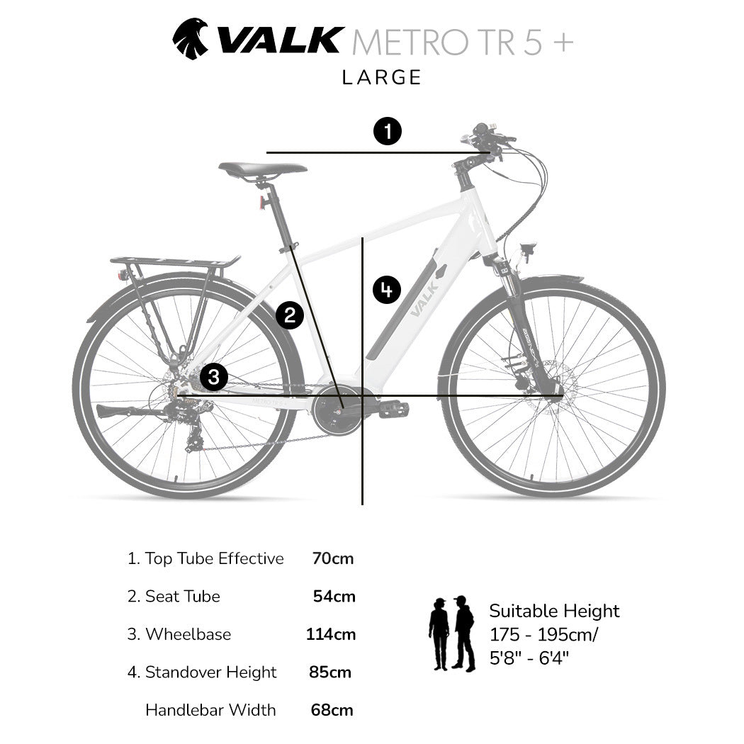 VALK Metro TR 5 + Electric Hybrid Bike, Gen II, Mid-Drive, Large, White-Sports &amp; Fitness &gt; Bikes &amp; Accessories-PEROZ Accessories