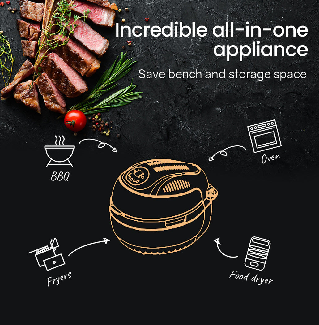 EUROCHEF 10L Electric Digital Air Fryer with Rotisserie, Rotating Fry Basket, Rack and Tongs, White-Appliances &gt; Kitchen Appliances-PEROZ Accessories