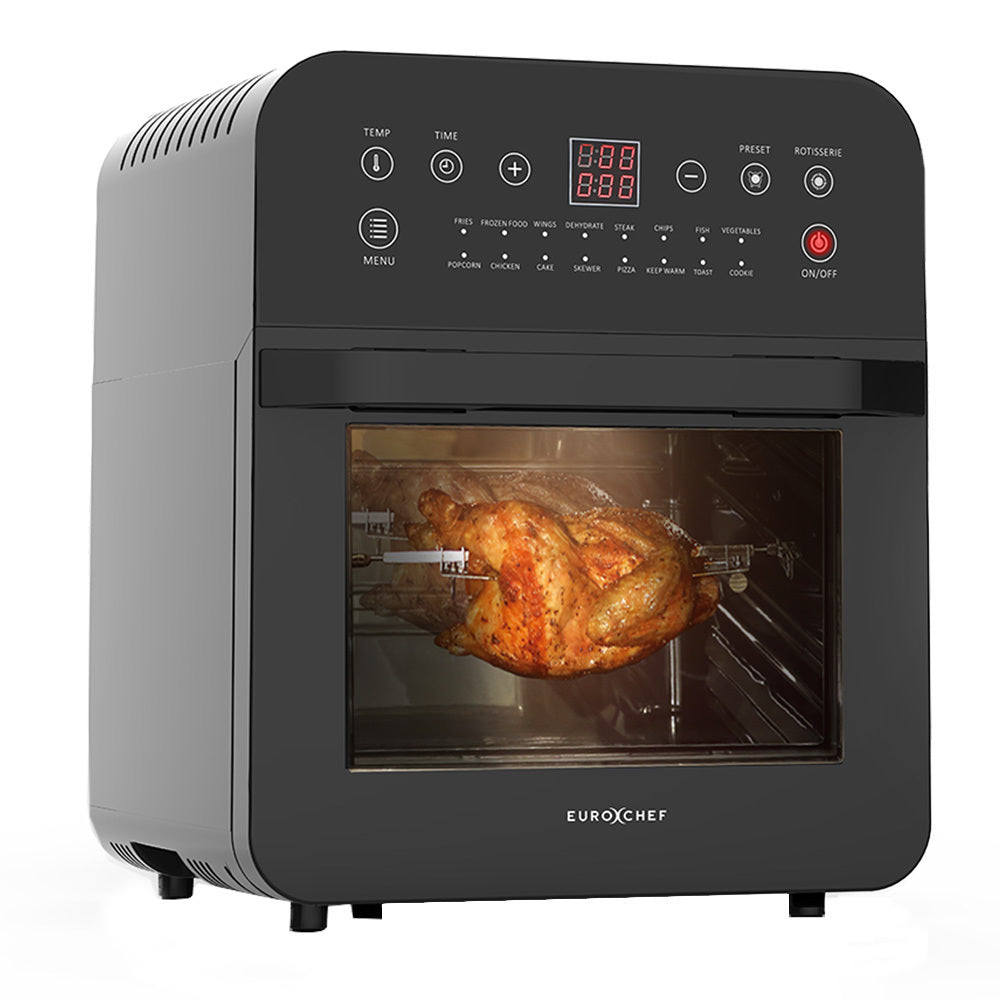 EUROCHEF 16L Air Fryer Electric Digital Airfryer Rotisserie Large Big Dry Black-Appliances &gt; Kitchen Appliances-PEROZ Accessories
