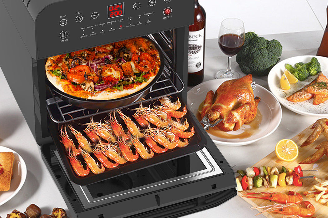 EUROCHEF 16L Air Fryer Electric Digital Airfryer Rotisserie Large Big Dry Black-Appliances &gt; Kitchen Appliances-PEROZ Accessories