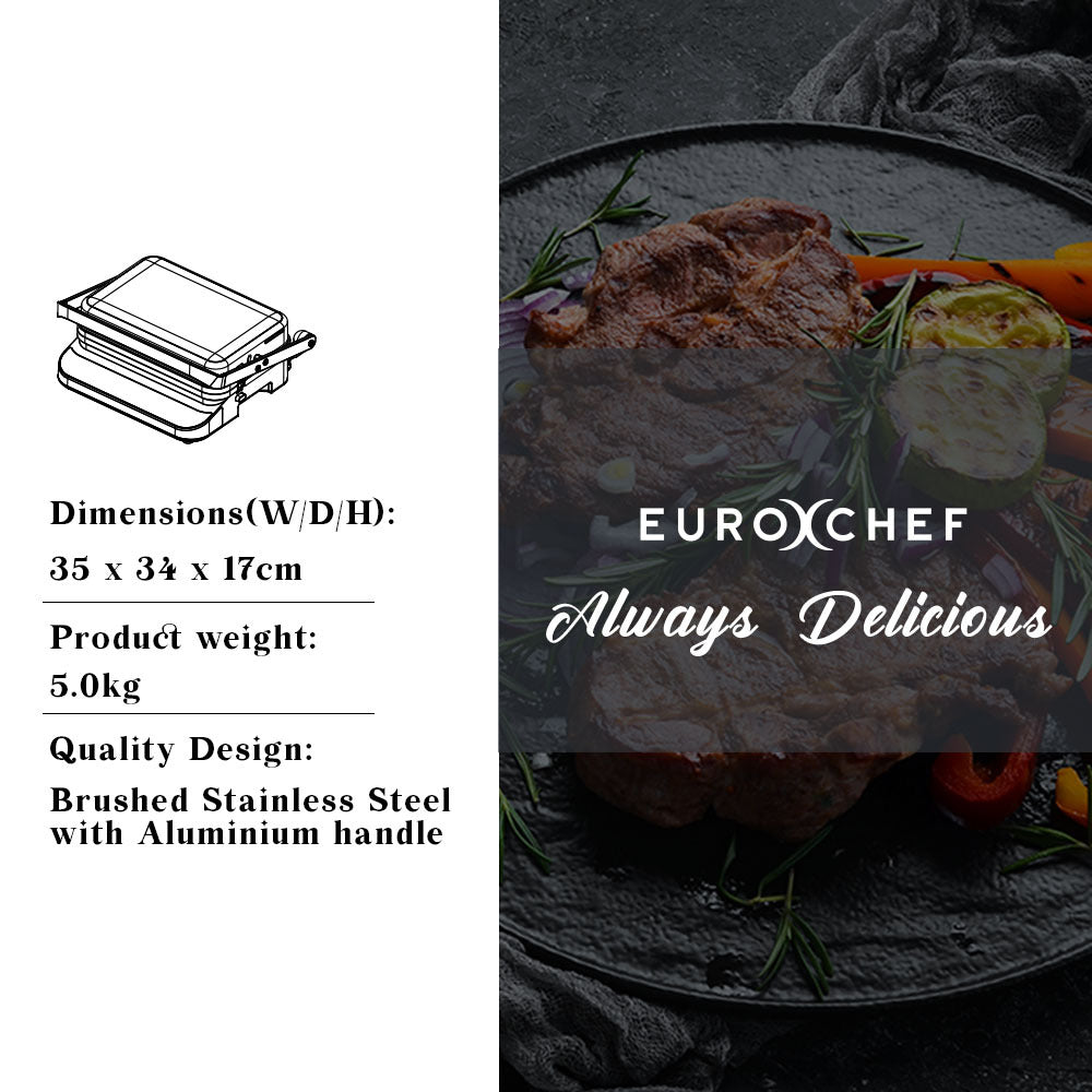 EUROCHEF EUC-CG7 Smart Multi Contact Grill Sandwich Panini Press Maker Fast Cafe Style-Appliances &gt; Kitchen Appliances-PEROZ Accessories