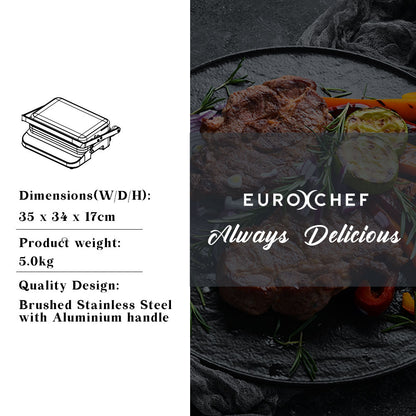 EUROCHEF EUC-CG7 Smart Multi Contact Grill Sandwich Panini Press Maker Fast Cafe Style-Appliances &gt; Kitchen Appliances-PEROZ Accessories