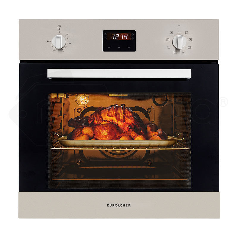 EuroChef 60cm Stainless Electric Wall Oven 8 Function Built-in Fan Forced Grill Touch Control-Appliances &gt; Kitchen Appliances-PEROZ Accessories
