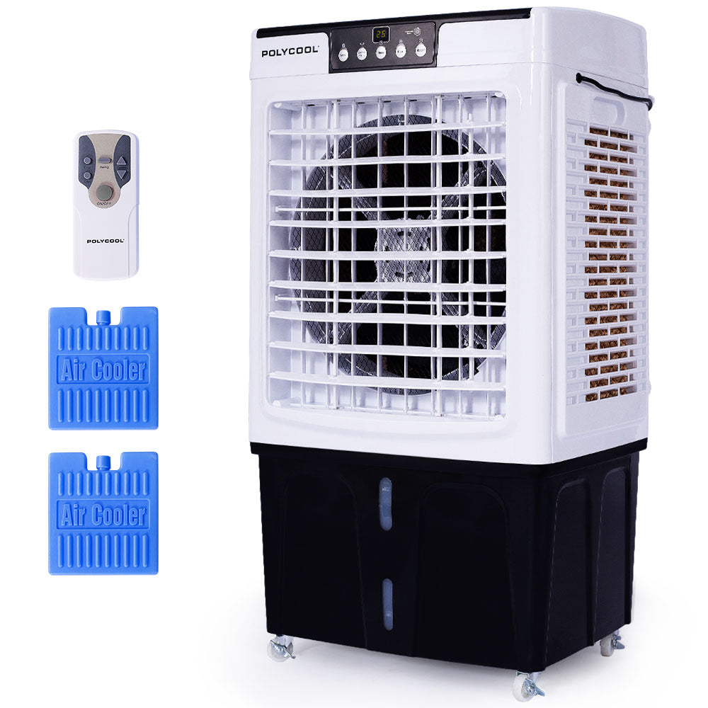 POLYCOOL 45L 125W Evaporative Air Cooler Portable Industrial Fan, Purifier, Humidifier, Remote Control-Air Conditioners-PEROZ Accessories