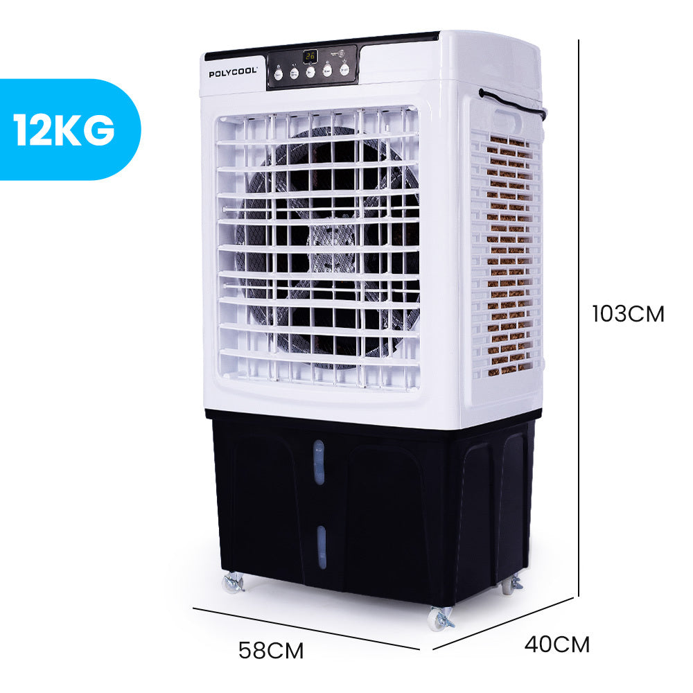 POLYCOOL 45L 125W Evaporative Air Cooler Portable Industrial Fan, Purifier, Humidifier, Remote Control-Air Conditioners-PEROZ Accessories