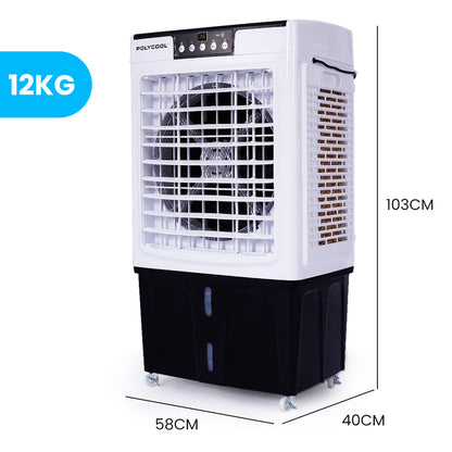 POLYCOOL 45L 125W Evaporative Air Cooler Portable Industrial Fan, Purifier, Humidifier, Remote Control-Air Conditioners-PEROZ Accessories