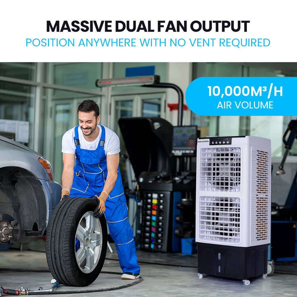 POLYCOOL 35L 220W Portable Evaporative Air Cooler 24 Hour Timer 4 in 1 Cooling Fan w/ Remote-Air Conditioners-PEROZ Accessories