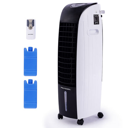 POLYCOOL 6L Evaporative Air Cooler Portable Household Fan, Purifier, Humidifier, Remote Control, White and Black-Air Conditioners-PEROZ Accessories