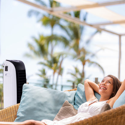 POLYCOOL 6L Evaporative Air Cooler Portable Household Fan, Purifier, Humidifier, Remote Control, White and Black-Air Conditioners-PEROZ Accessories