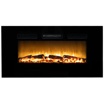 CARSON 100cm Electric Fireplace Heater Wall Mounted 1800W Stove with Log Flame Effect-Appliances &gt; Heaters-PEROZ Accessories