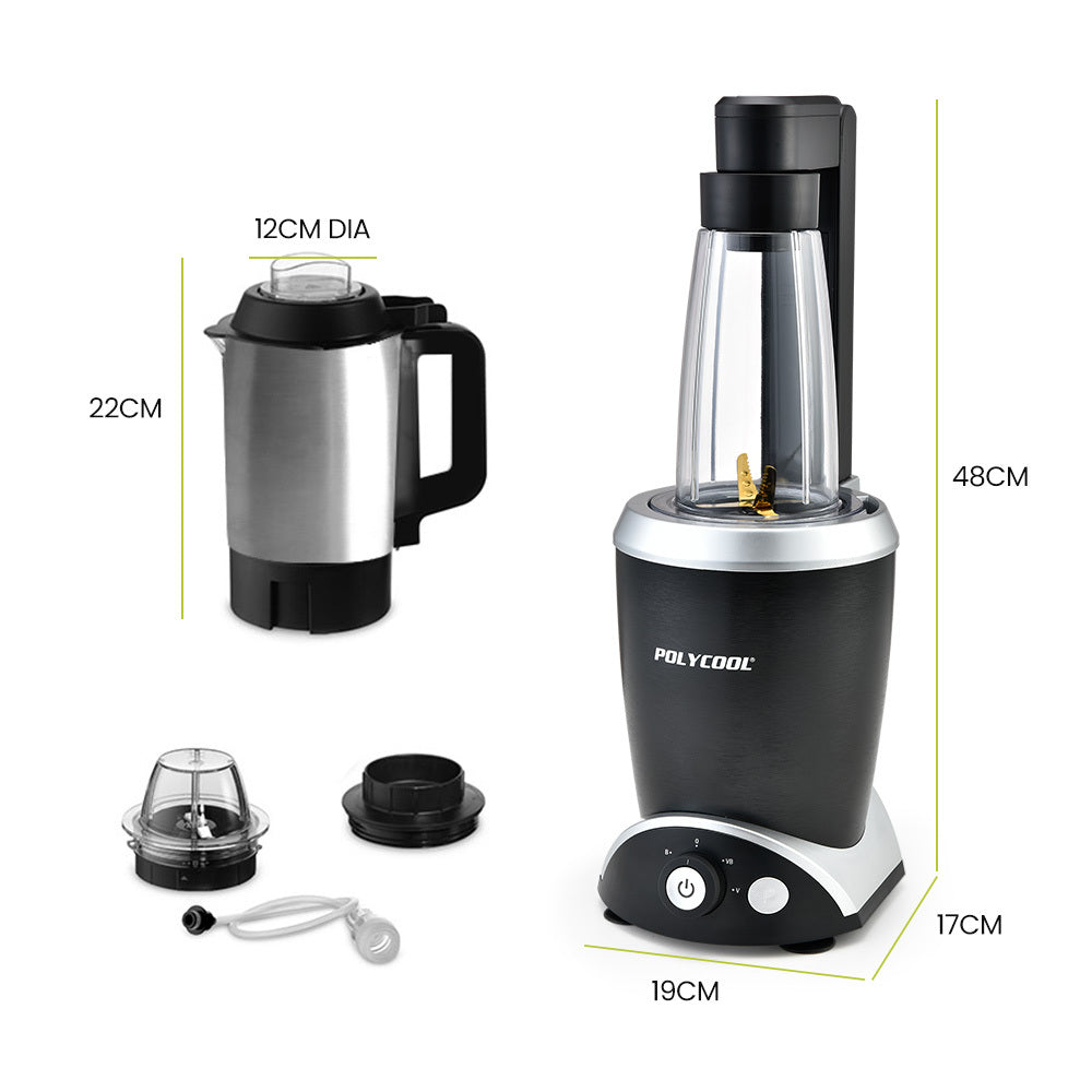 POLYCOOL 1000W 5in1 Vacuum Blender, 700ml Capacity, With Heating Jug and Grinder Cup-Appliances &gt; Kitchen Appliances-PEROZ Accessories