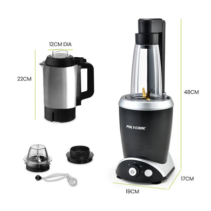 POLYCOOL 1000W 5in1 Vacuum Blender, 700ml Capacity, With Heating Jug and Grinder Cup-Appliances &gt; Kitchen Appliances-PEROZ Accessories