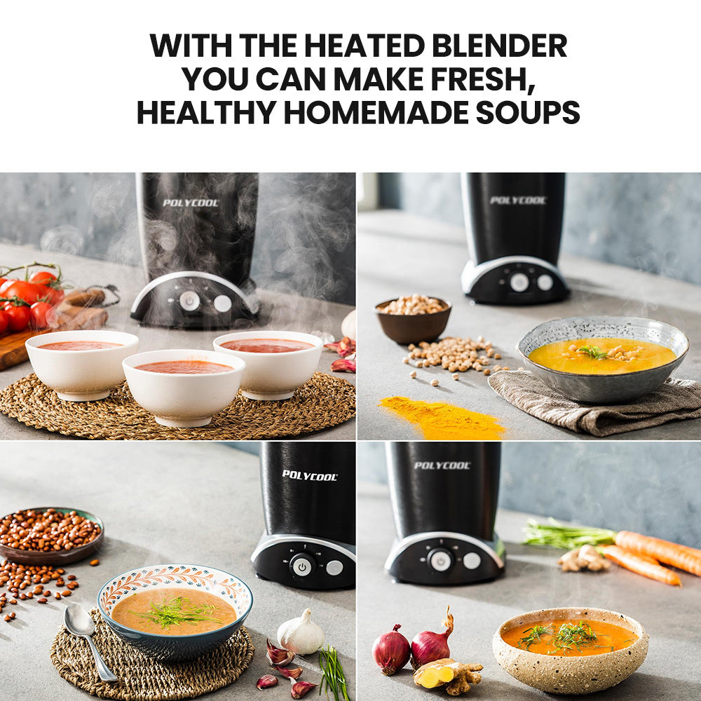 POLYCOOL 1000W 10in1 Vacuum Blender, 700ml Capacity, With Heating Jug, Grinder Cup, Food Processor-Appliances &gt; Kitchen Appliances-PEROZ Accessories