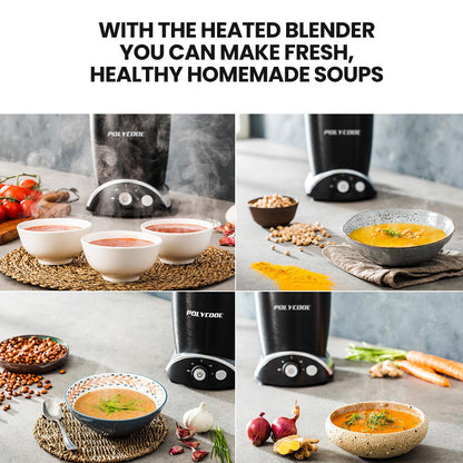 POLYCOOL 1000W 10in1 Vacuum Blender, 700ml Capacity, With Heating Jug, Grinder Cup, Food Processor-Appliances &gt; Kitchen Appliances-PEROZ Accessories