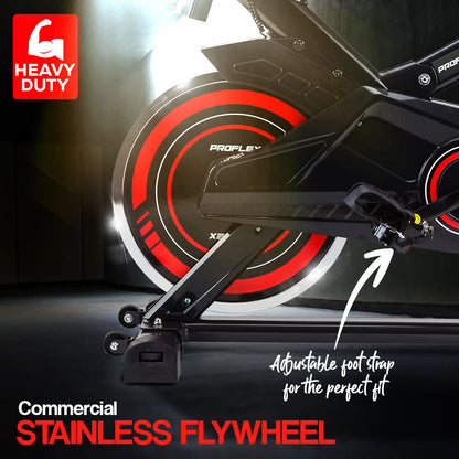 PROFLEX Commercial Spin Bike Flywheel Exercise Home Workout Gym - Red-Sports &amp; Fitness &gt; Fitness Accessories-PEROZ Accessories