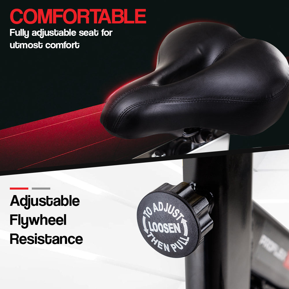 PROFLEX Commercial Spin Bike Flywheel Exercise Home Workout Gym - Red-Sports &amp; Fitness &gt; Fitness Accessories-PEROZ Accessories