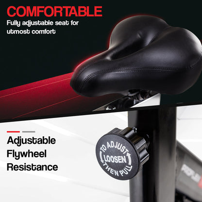 PROFLEX Commercial Spin Bike Flywheel Exercise Home Workout Gym - Red-Sports &amp; Fitness &gt; Fitness Accessories-PEROZ Accessories