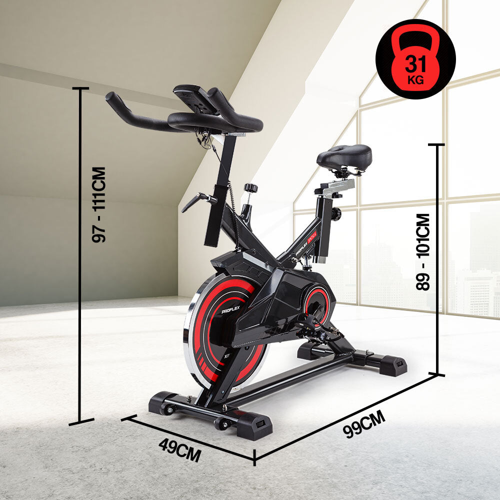PROFLEX Commercial Spin Bike Flywheel Exercise Home Workout Gym - Red-Sports &amp; Fitness &gt; Fitness Accessories-PEROZ Accessories