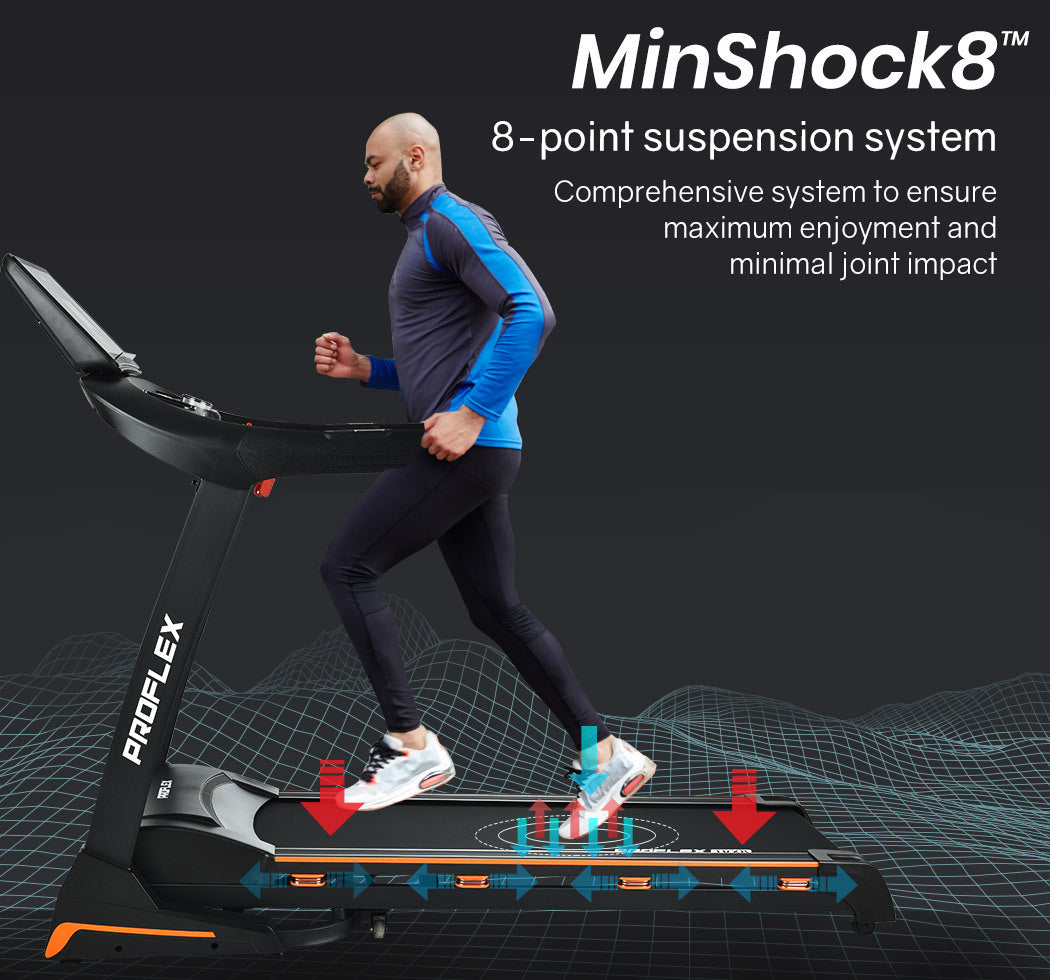 PROFLEX Electric Treadmill Auto Incline Foldable Run Machine 480MM Belt Home Gym Fitness Large-Sports &amp; Fitness &gt; Fitness Accessories-PEROZ Accessories