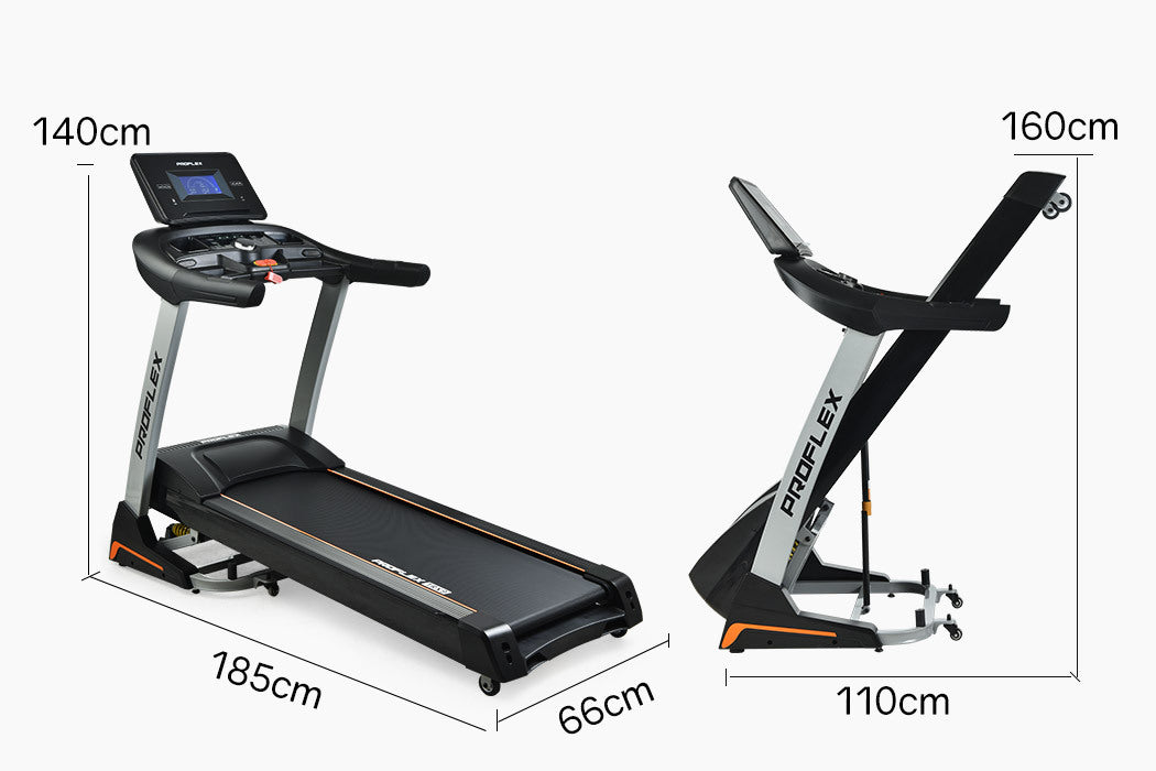 PROFLEX Electric Treadmill Auto Incline Foldable Exercise Run Machine Fitness Gym 4HP 480mm Belt-Sports &amp; Fitness &gt; Fitness Accessories-PEROZ Accessories
