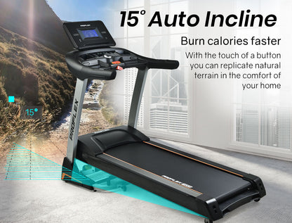 PROFLEX Electric Treadmill Auto Incline Foldable Exercise Run Machine Fitness Gym 4HP 480mm Belt-Sports &amp; Fitness &gt; Fitness Accessories-PEROZ Accessories