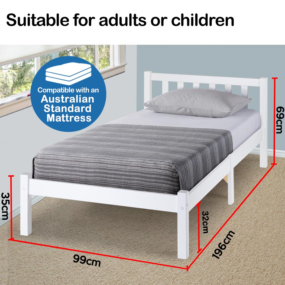 Kingston Slumber Single Wooden Pine Bed Frame Timber Kids Adults Contemporary Bedroom Furniture-Furniture &gt; Bedroom-PEROZ Accessories