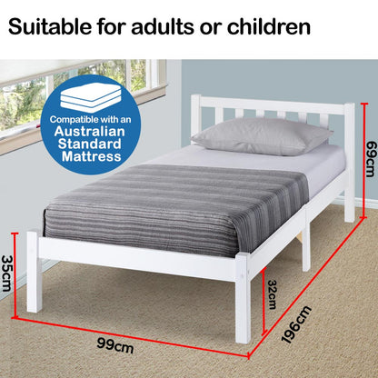 Kingston Slumber Single Wooden Pine Bed Frame Timber Kids Adults Contemporary Bedroom Furniture-Furniture &gt; Bedroom-PEROZ Accessories