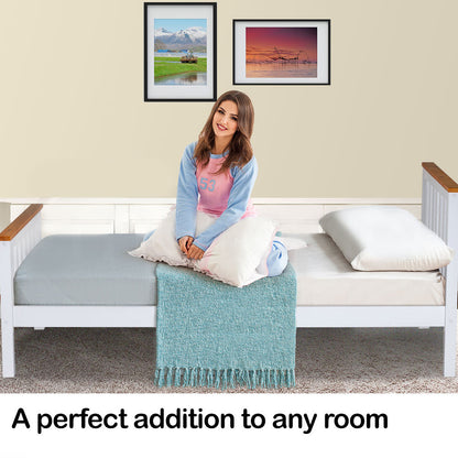 Kingston Slumber Single Wooden Bed Frame Base White Timber Kids Adults Modern Bedroom Furniture-Furniture &gt; Bedroom-PEROZ Accessories