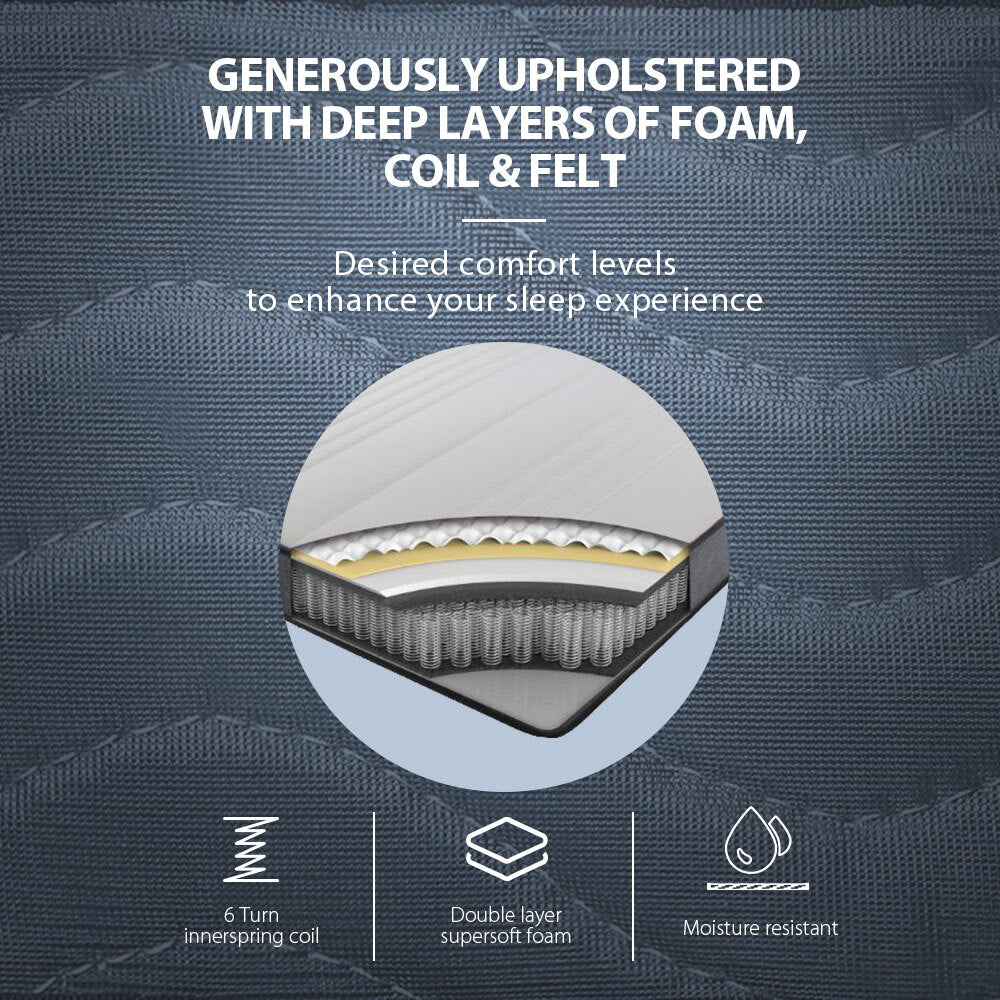 Kingston Slumber Mattress KING SINGLE Bed Size Bonnell Spring Bedding Firm Foam Top 16CM-Furniture &gt; Mattresses-PEROZ Accessories