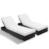 LONDON RATTAN 2pc Premium Outdoor Sun Lounge, Black with Light Cushions-Furniture > Outdoor-PEROZ Accessories
