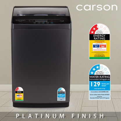 CARSON 9kg Top Load Washing Machine Home Laundry Clothes Washer Dry Wash Grey-Washing Machines-PEROZ Accessories