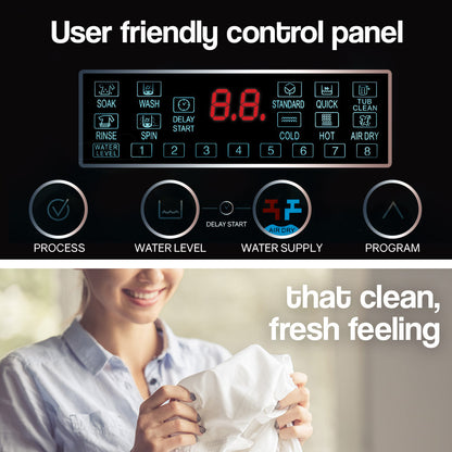 CARSON 9kg Top Load Washing Machine Home Laundry Clothes Washer Dry Wash Grey-Washing Machines-PEROZ Accessories