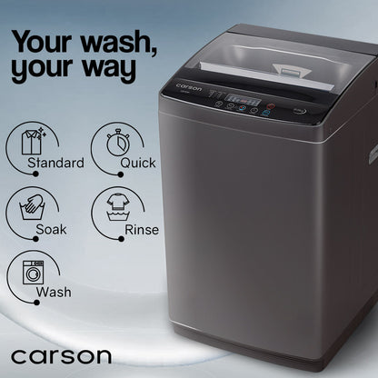 CARSON 9kg Top Load Washing Machine Home Laundry Clothes Washer Dry Wash Grey-Washing Machines-PEROZ Accessories