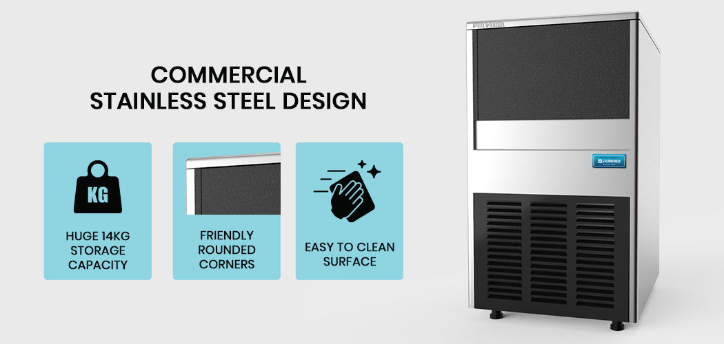 POLYCOOL 60KG/24H Commercial Automatic Ice Cube Maker, Stainless Steel Machine, Undercounter Design-Appliances &gt; Kitchen Appliances-PEROZ Accessories