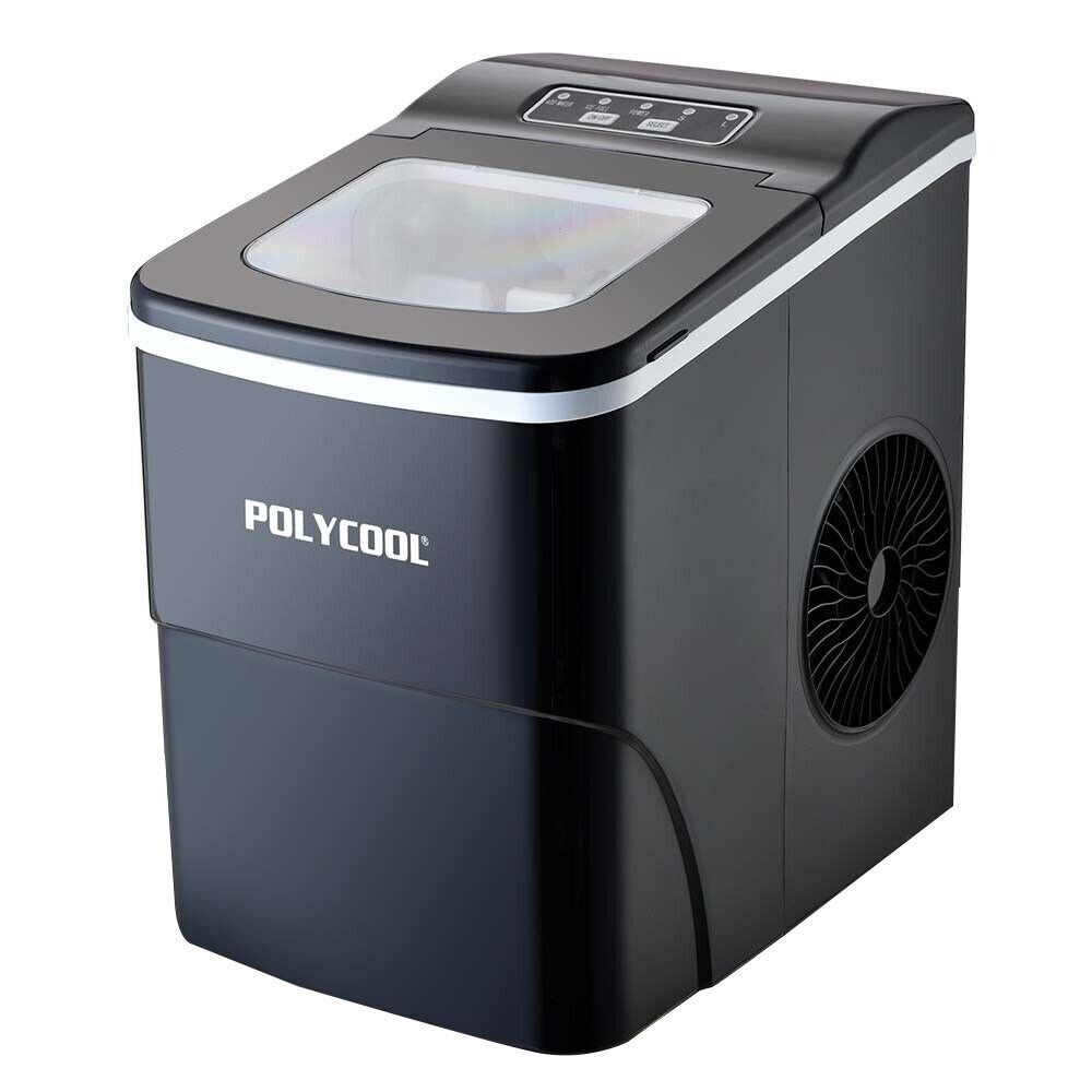 POLYCOOL 2L Electric Ice Cube Maker Portable Automatic Machine w/ Scoop, Silver-Appliances &gt; Kitchen Appliances-PEROZ Accessories
