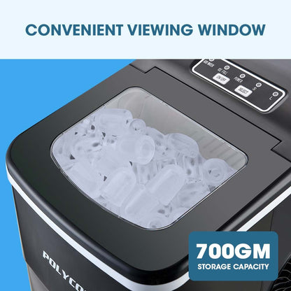 POLYCOOL 2L Electric Ice Cube Maker Portable Automatic Machine w/ Scoop, Silver-Appliances &gt; Kitchen Appliances-PEROZ Accessories