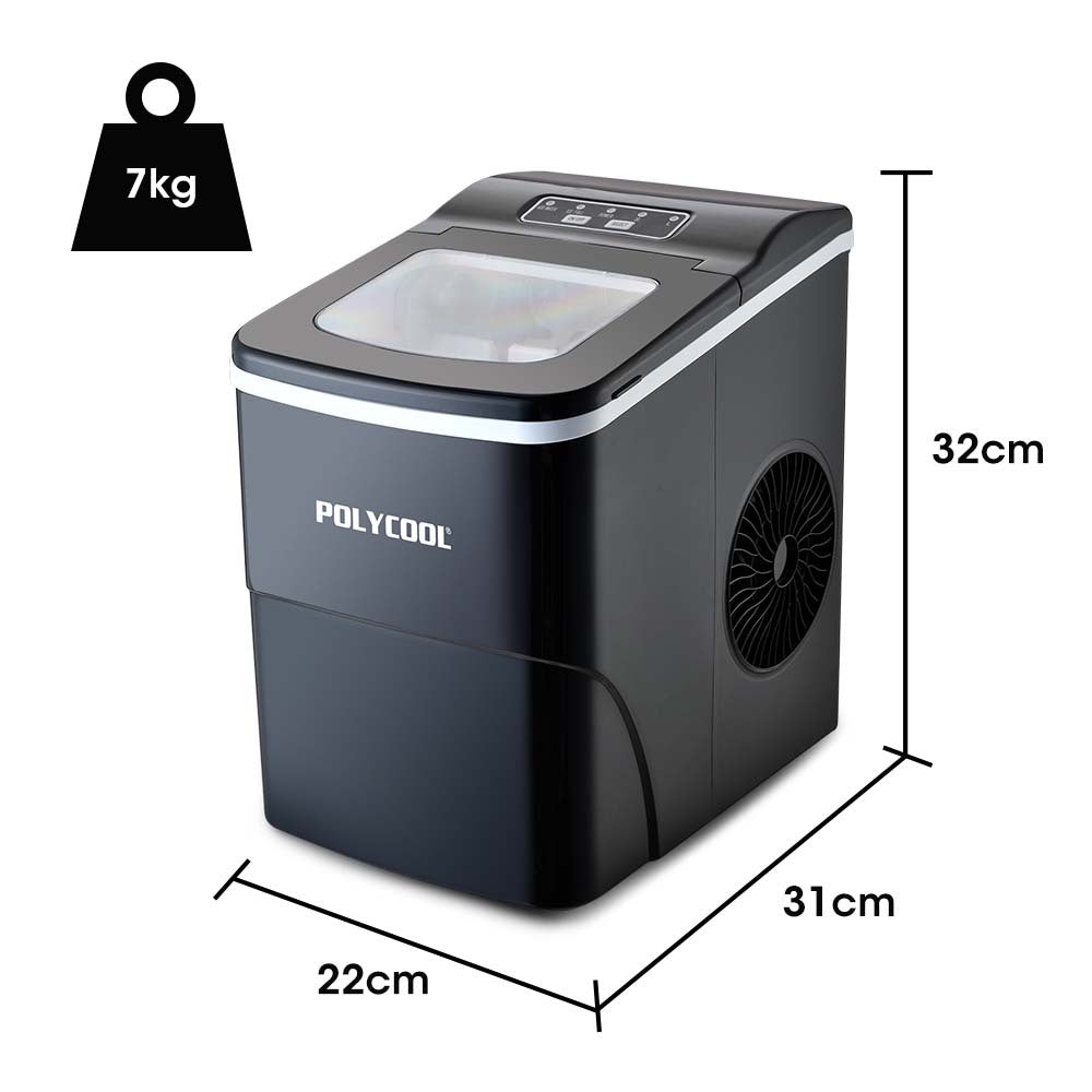POLYCOOL 2L Electric Ice Cube Maker Portable Automatic Machine w/ Scoop, Silver-Appliances &gt; Kitchen Appliances-PEROZ Accessories