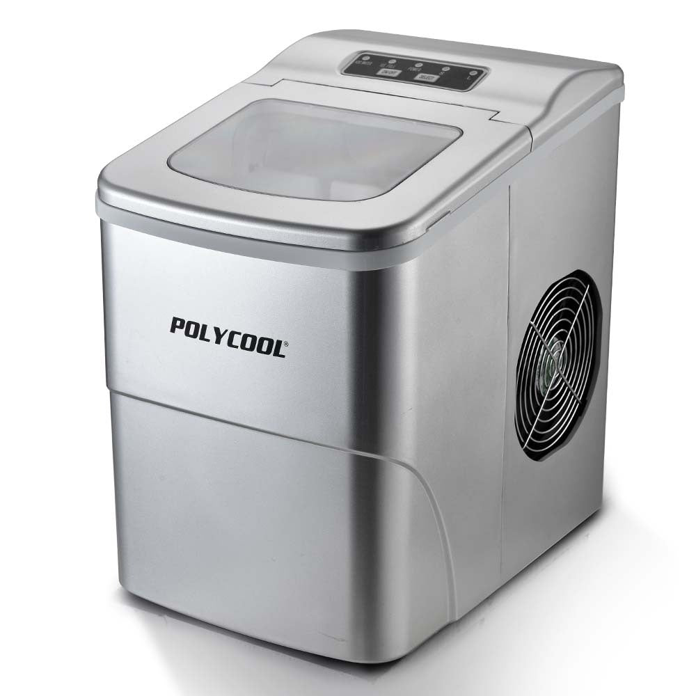 POLYCOOL 12KG Electric Ice Cube Maker Portable 2L Automatic Machine, Silver-Appliances &gt; Kitchen Appliances-PEROZ Accessories
