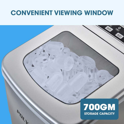 POLYCOOL 12KG Electric Ice Cube Maker Portable 2L Automatic Machine, Silver-Appliances &gt; Kitchen Appliances-PEROZ Accessories
